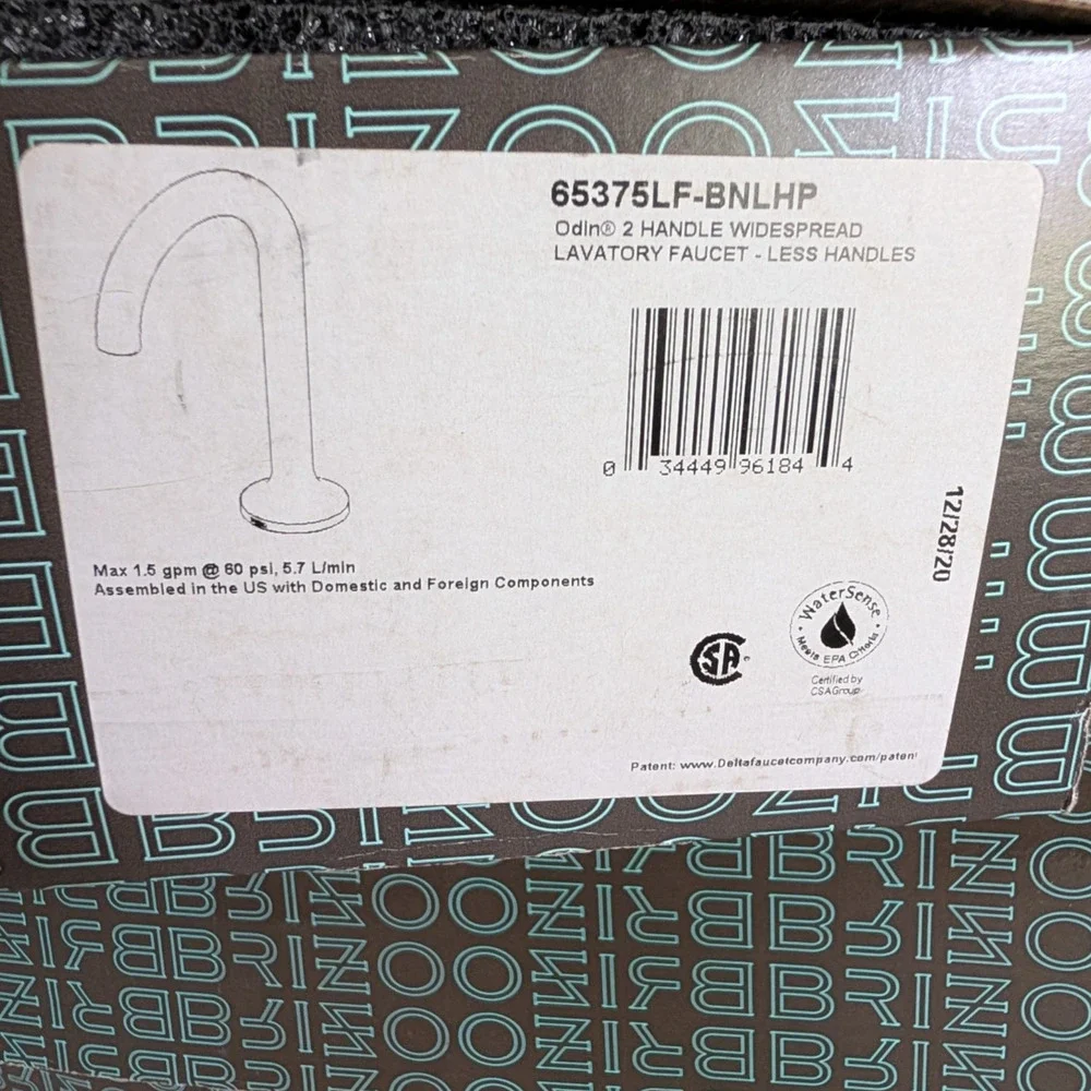 Brizo Odin 1.5 GPM Widespread Bathroom Faucet Less Handles Brushed Nickel As Is